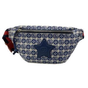 Gucci Interlocking G Children's Belt Bag Bum Bag 502095 Navy Cream Red Jacquard